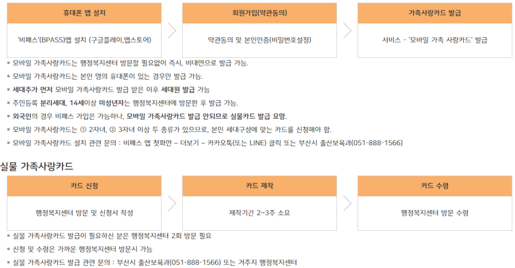 다자녀 자녀 카드 신청방법 및 유의사항